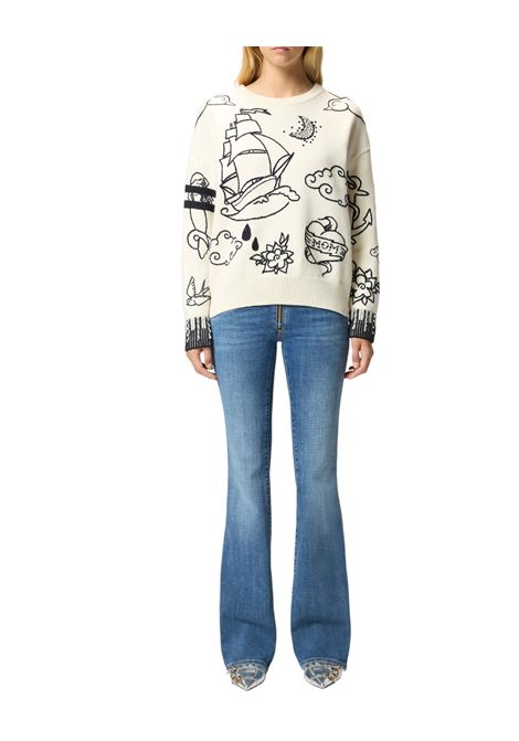 Patterned crew neck jumper PINKO | sweaters | 105427 A2PKZE1